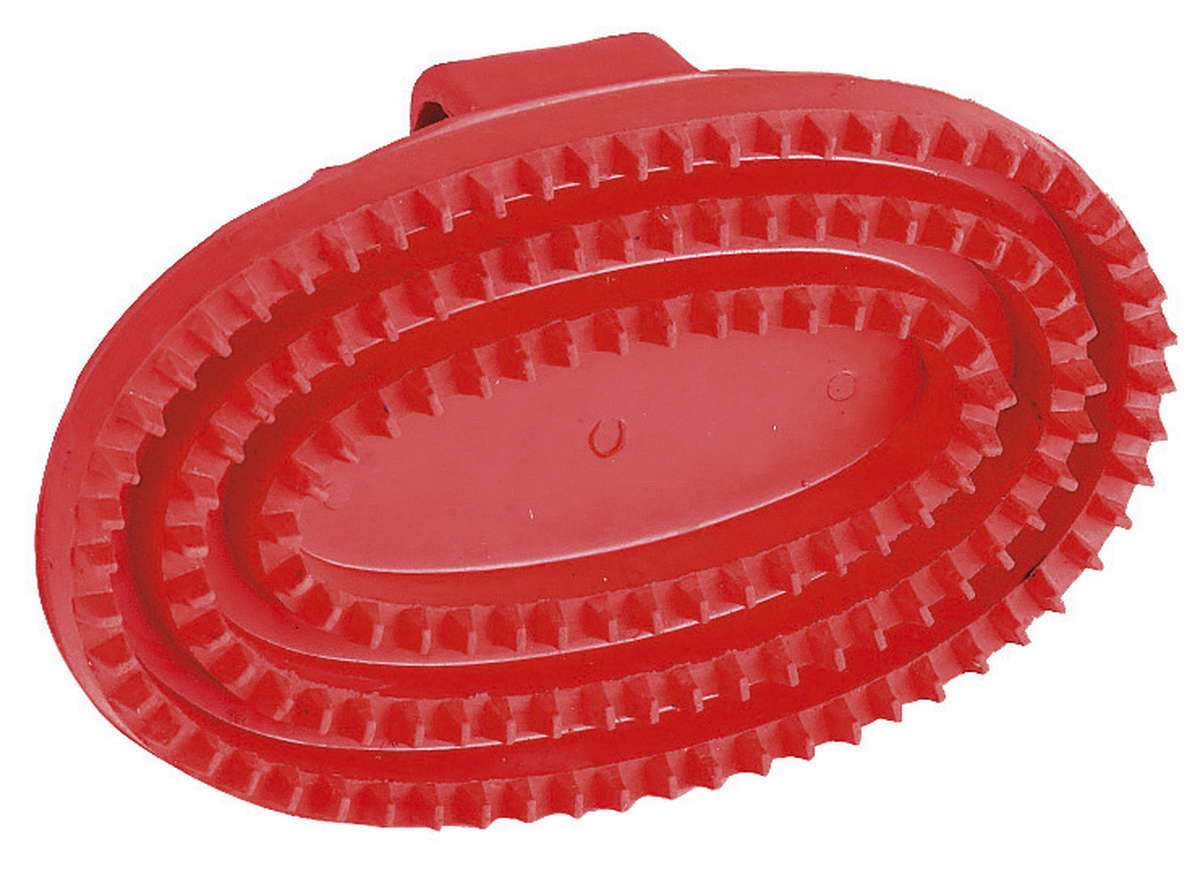 Gummistriegel oval, Hartgummi rot