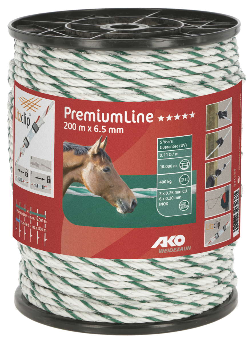 Seil Prem.Line 200m 6,5mm weiß/grün