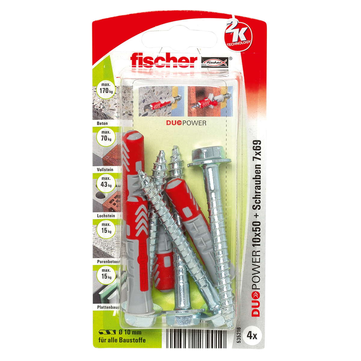 Fischer Duopower 10x50 S K   4 Stück