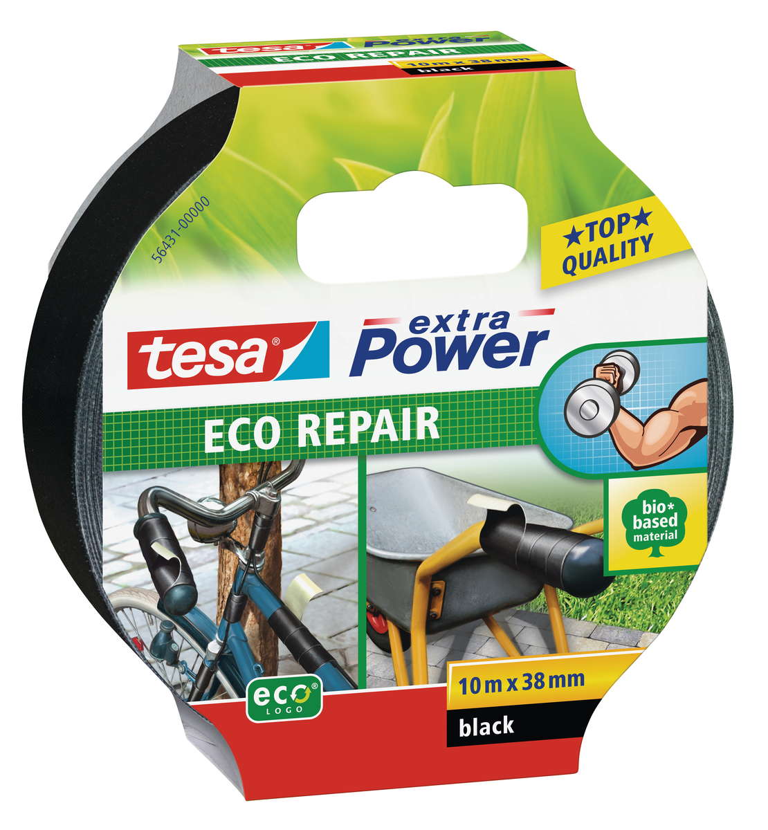 tesa Gewebeband, ökologisch, schwarz, 10m x 38mm