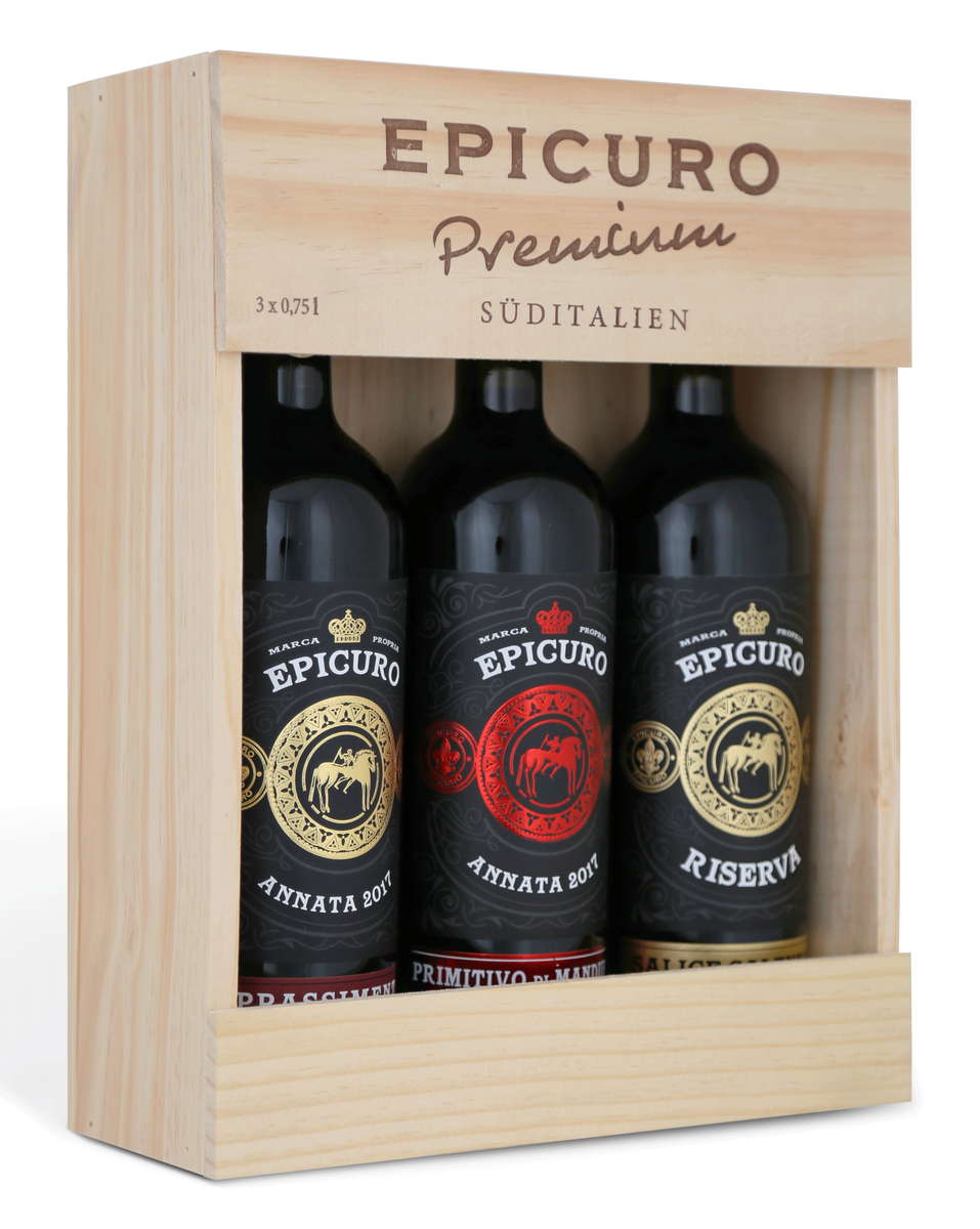 Holzkiste 3x Epicuro Premium